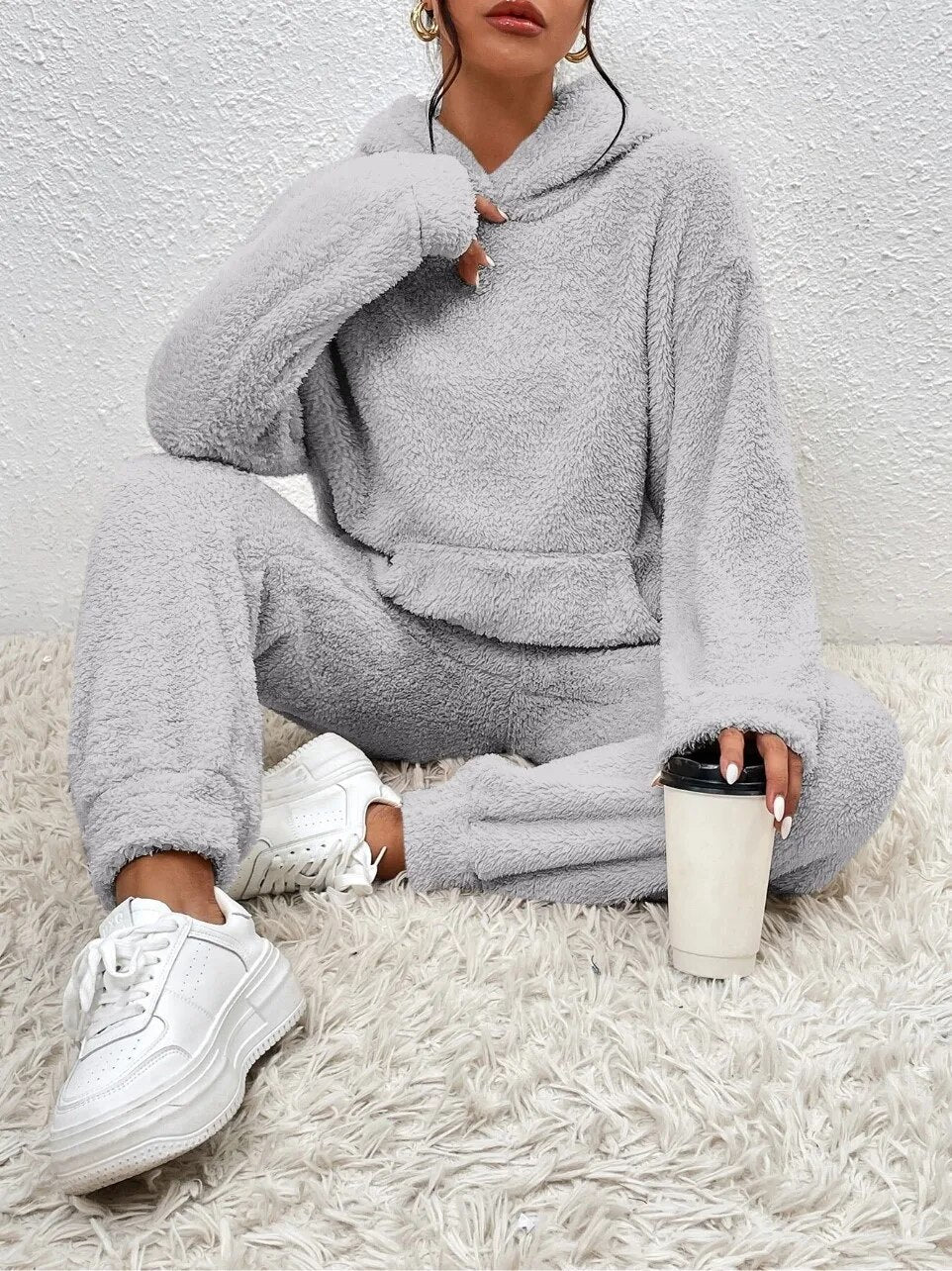 Ensemble teddy élégant et douillet avec poupée à capuche pour femmes