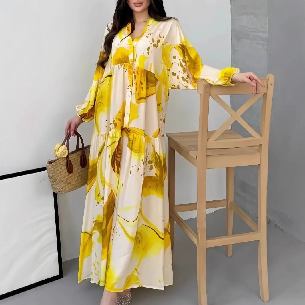 Yumi™ Robe Maxi en Viscose Premium avec Boutonnage à l'Avant