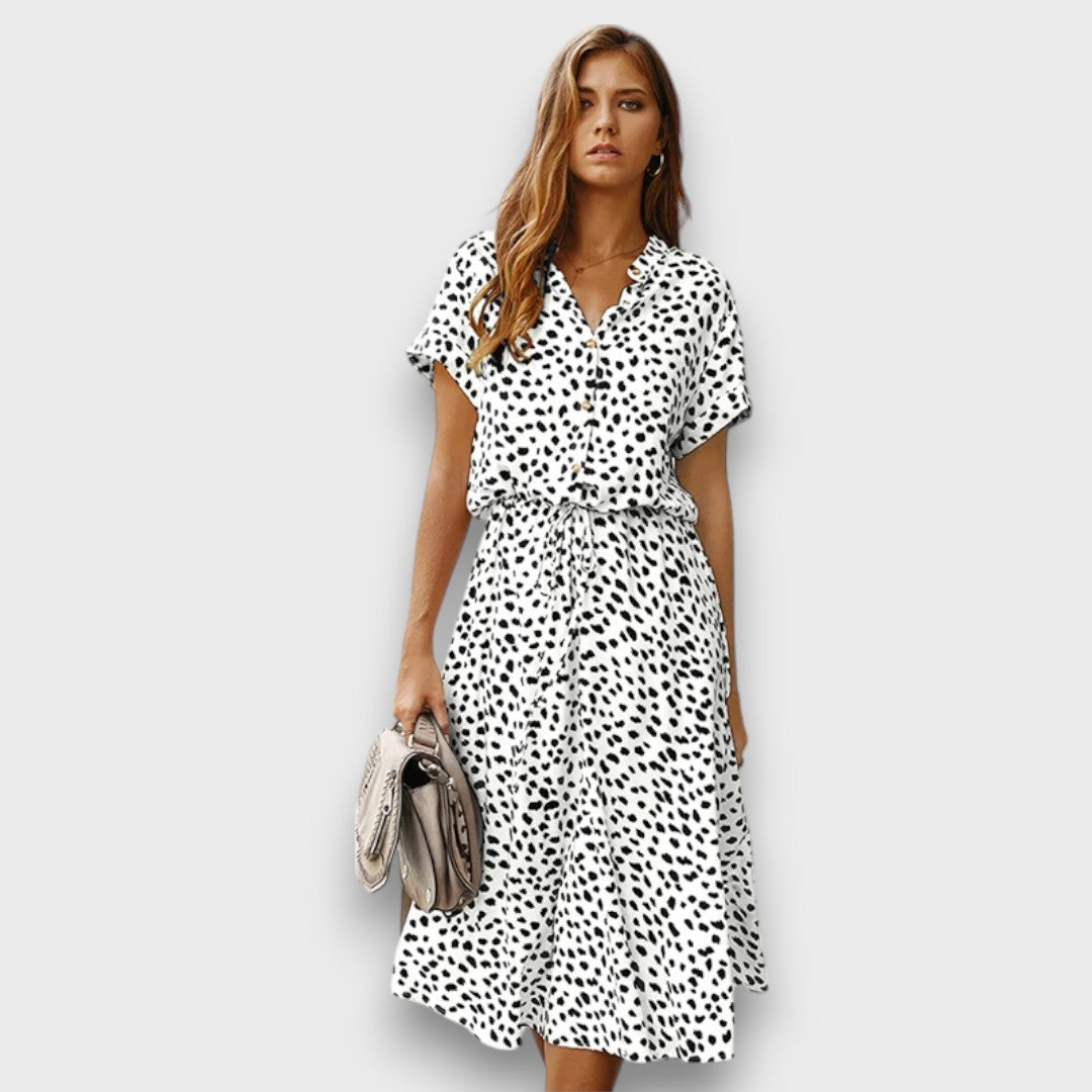 Solvinea – Robe midi boutonnée avec imprimé vintage