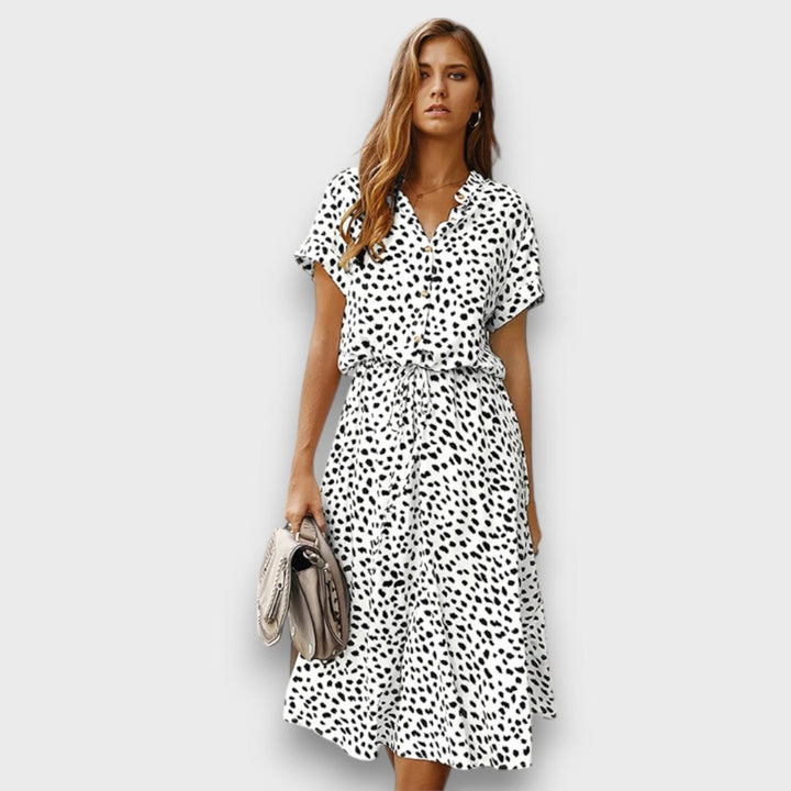 Solvinea – Robe midi boutonnée avec imprimé vintage