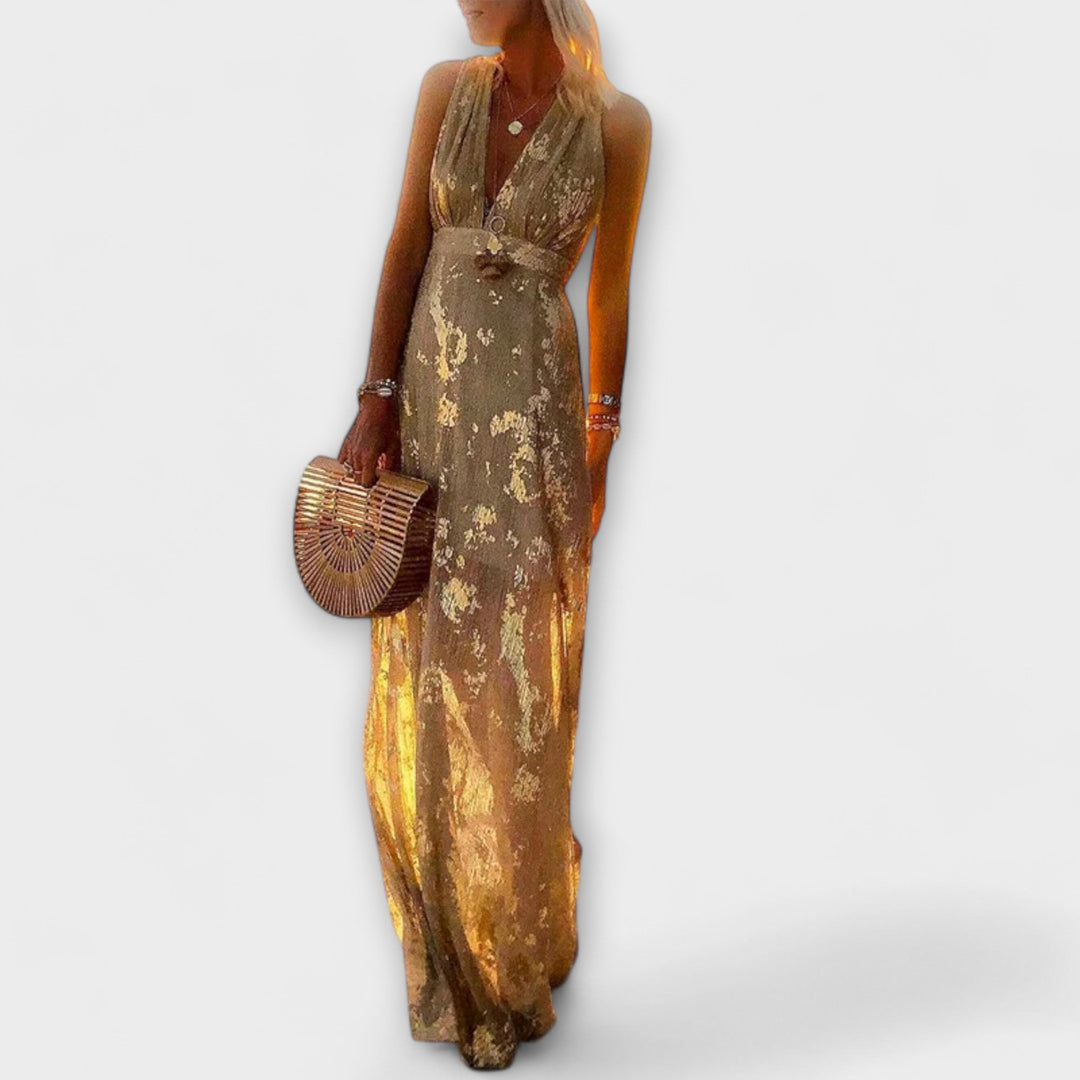 Almera – Robe maxi légère avec des reflets dorés