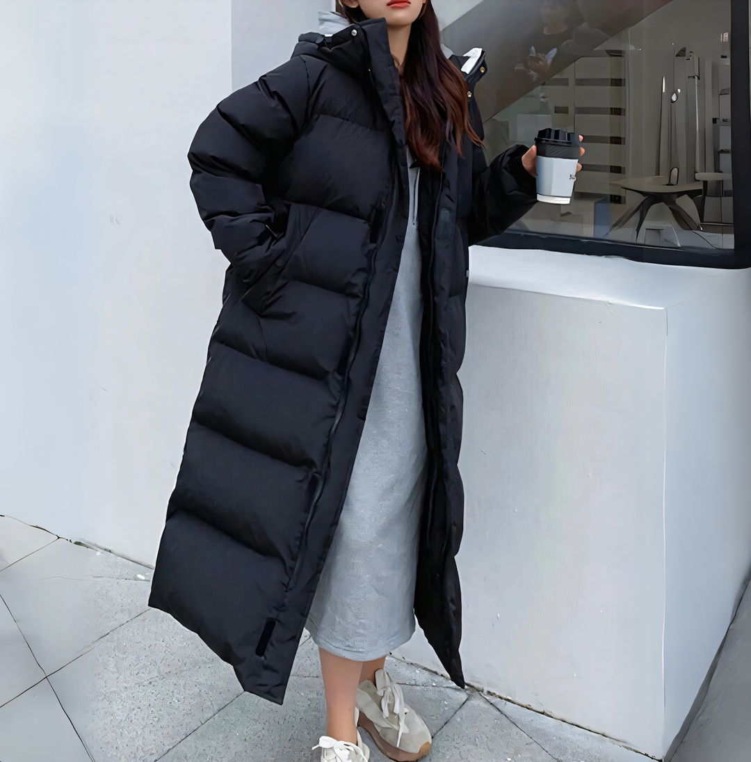 Veste en duvet pour femmes Manteau d'hiver Long | Doublé avec Capuche