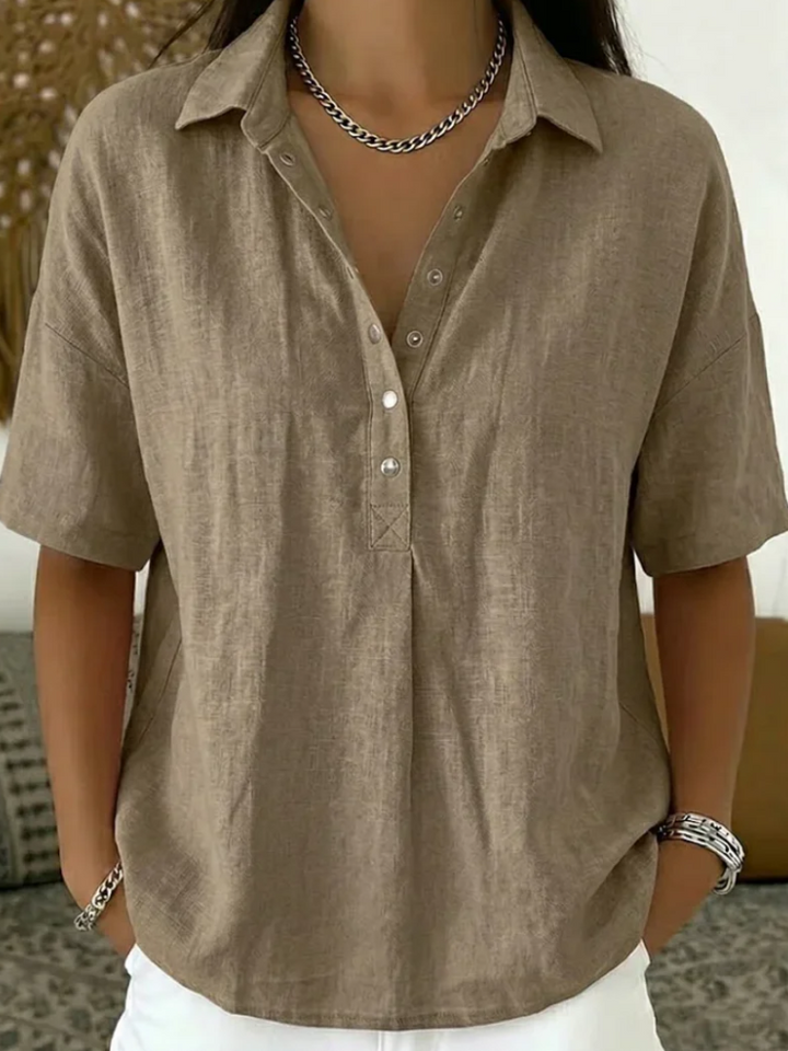 Tessa | Blouse à col et détail de bouton (1+1 GRATUIT)
