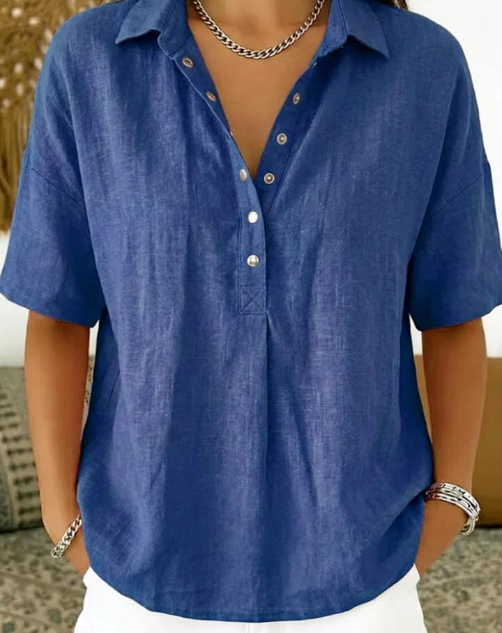 Tessa | Blouse à col et détail de bouton (1+1 GRATUIT)