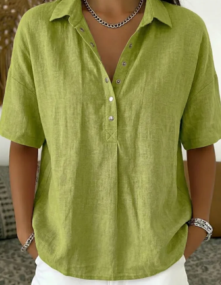 Tessa | Blouse à col et détail de bouton (1+1 GRATUIT)