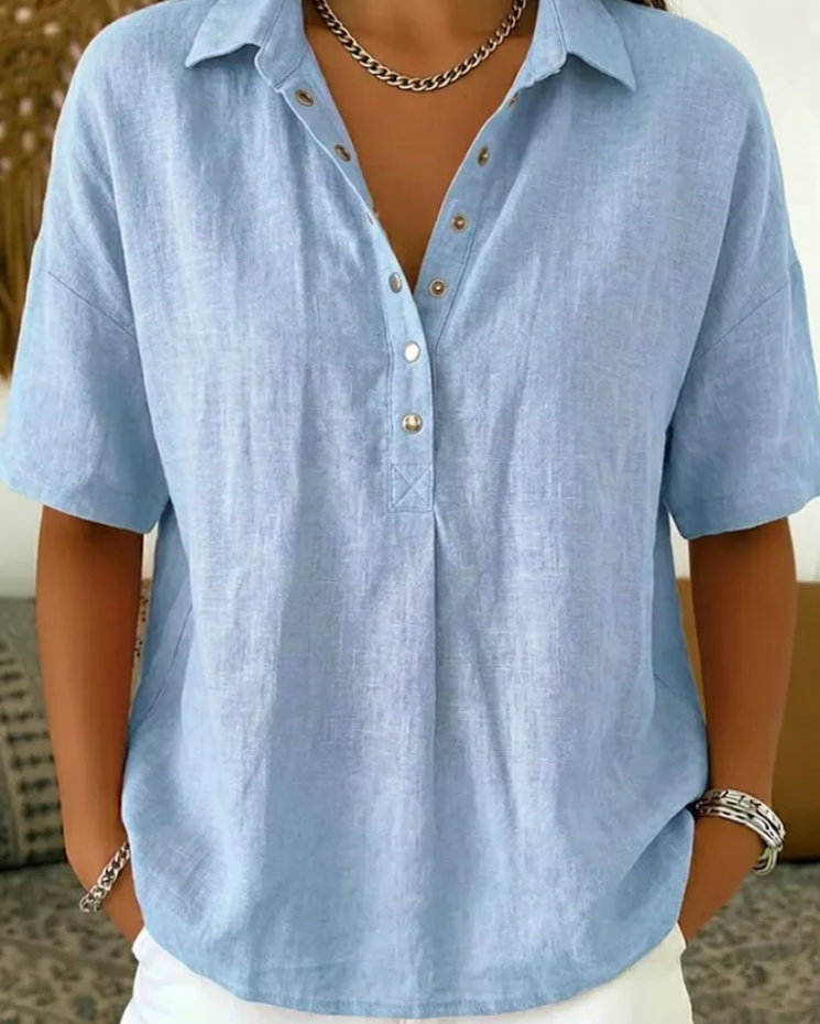 Tessa | Blouse à col et détail de bouton (1+1 GRATUIT)