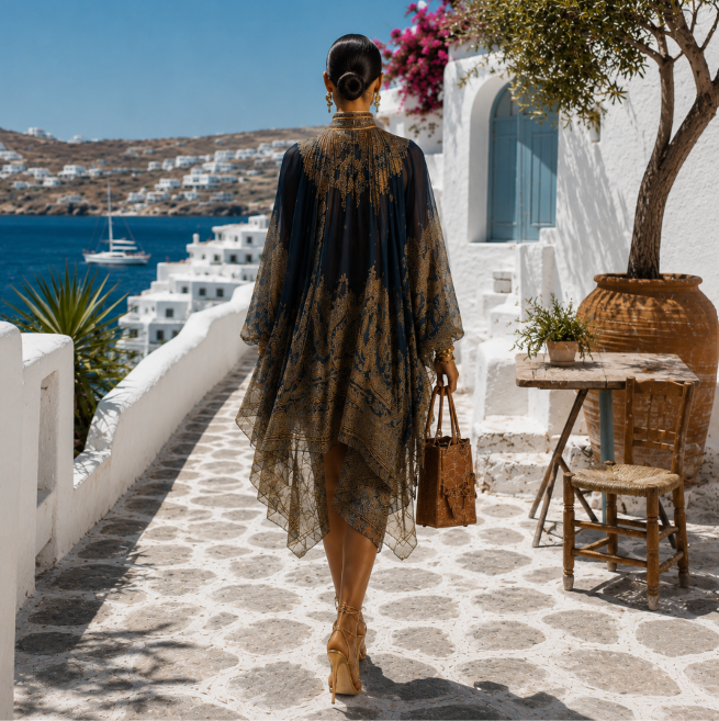 Valentina | Robe mini en chiffon fluide avec imprimé baroque