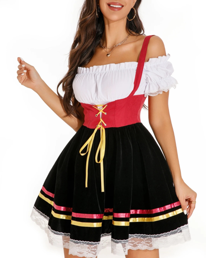 Katharina | Robe Mini Dirndl sans épaules pour femmes