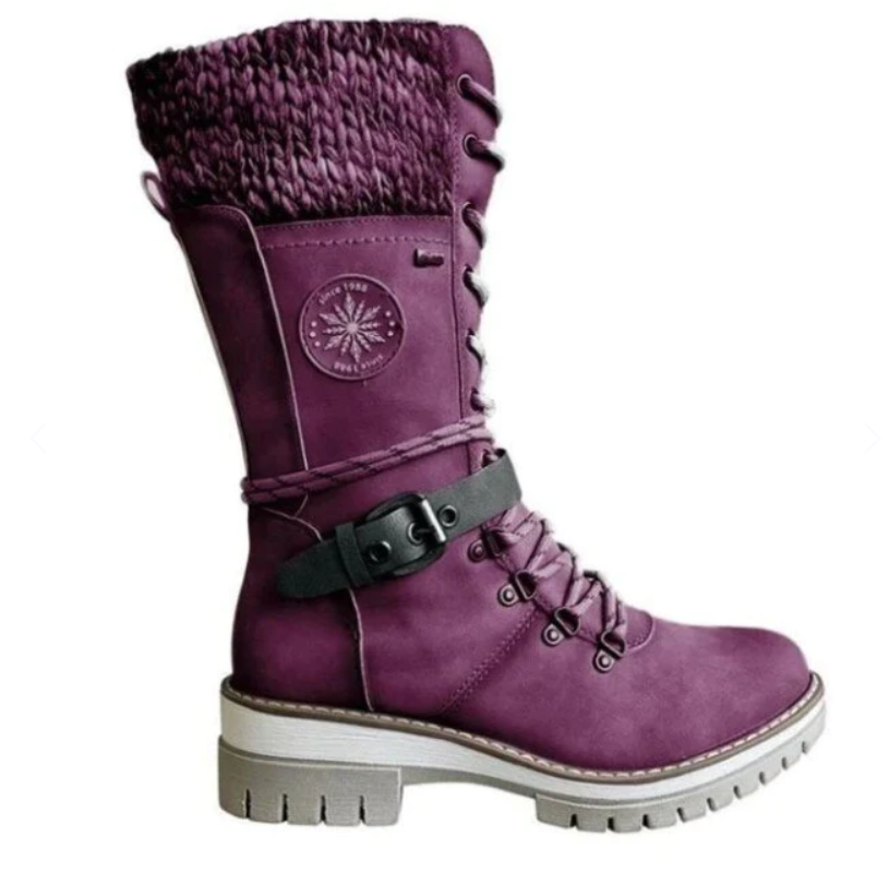 Bottes d'hiver pour femmes avec fermeture éclair latérale | Bord tricoté