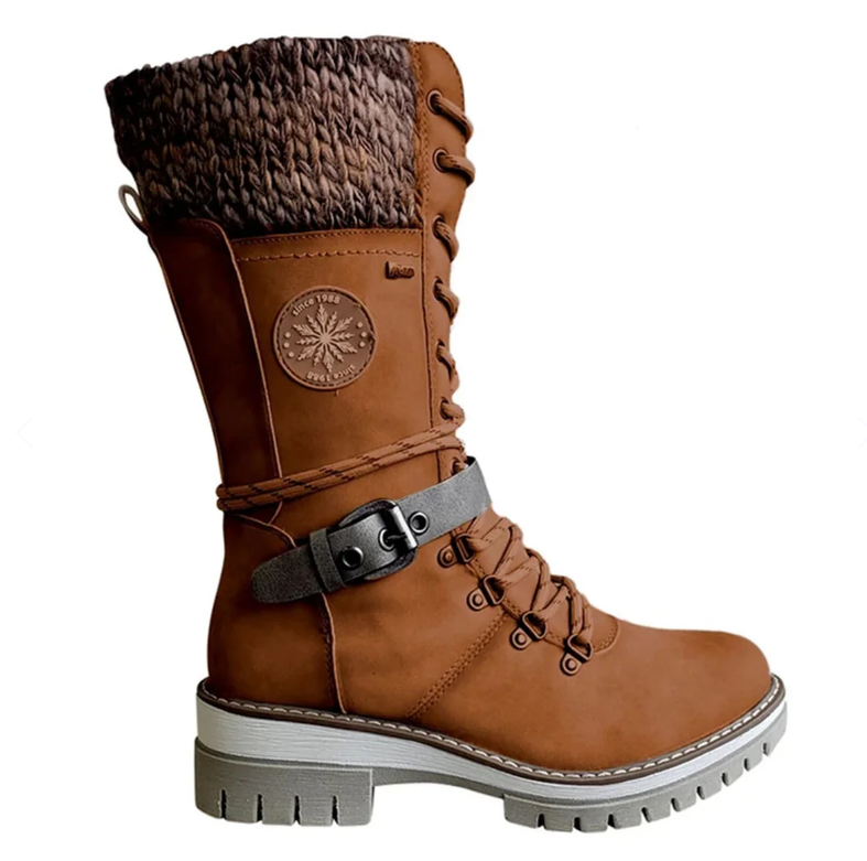 Bottes d'hiver pour femmes avec fermeture éclair latérale | Bord tricoté