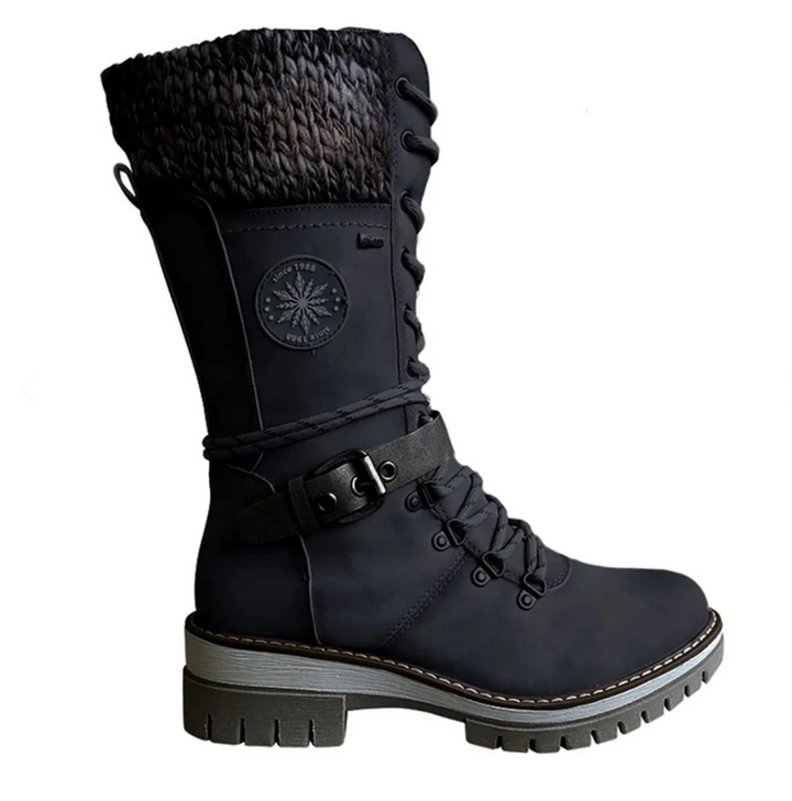 Bottes d'hiver pour femmes avec fermeture éclair latérale | Bord tricoté