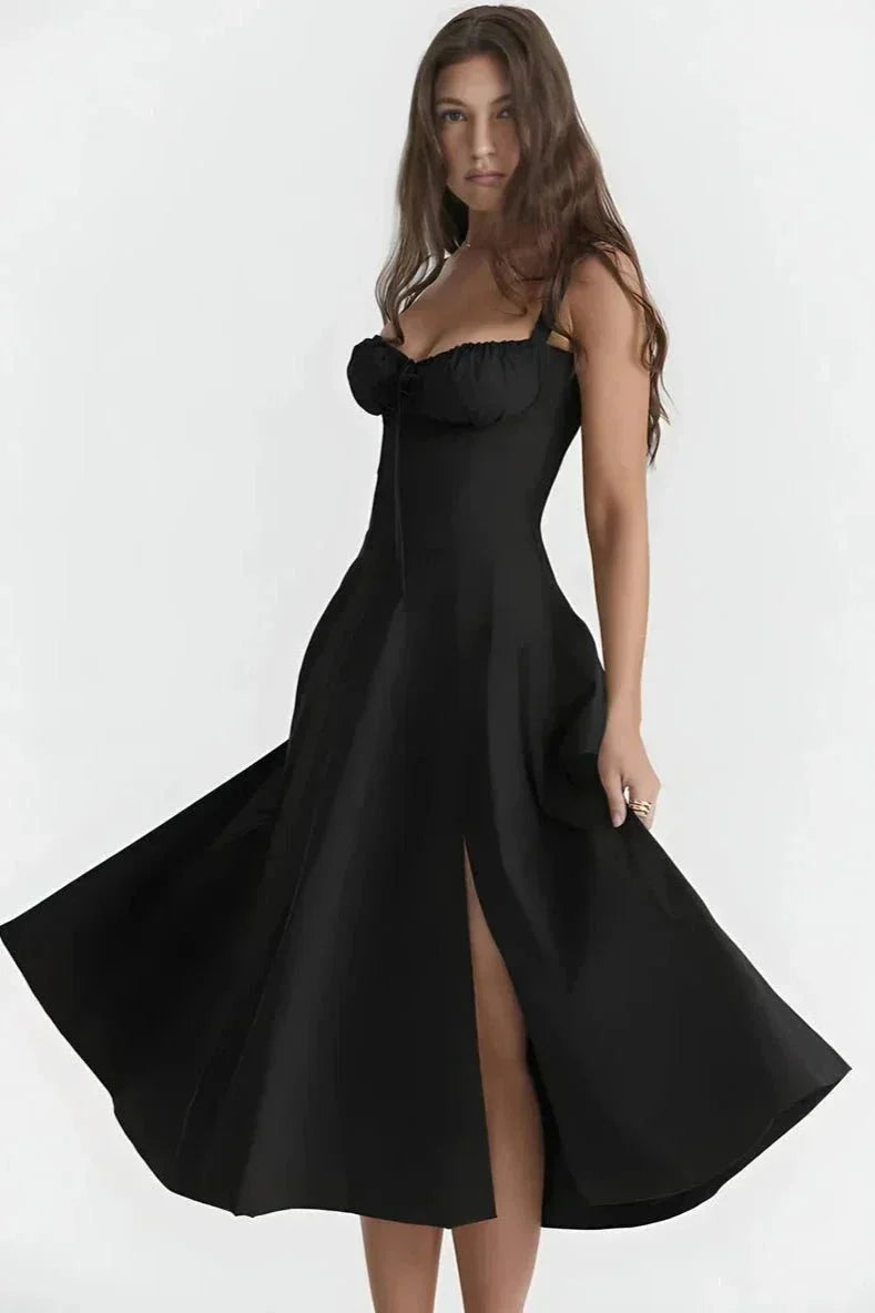Linda | Robe Fleurie Femme Corset Fente Latérale Midi – Corset Fleurie Midi 2026