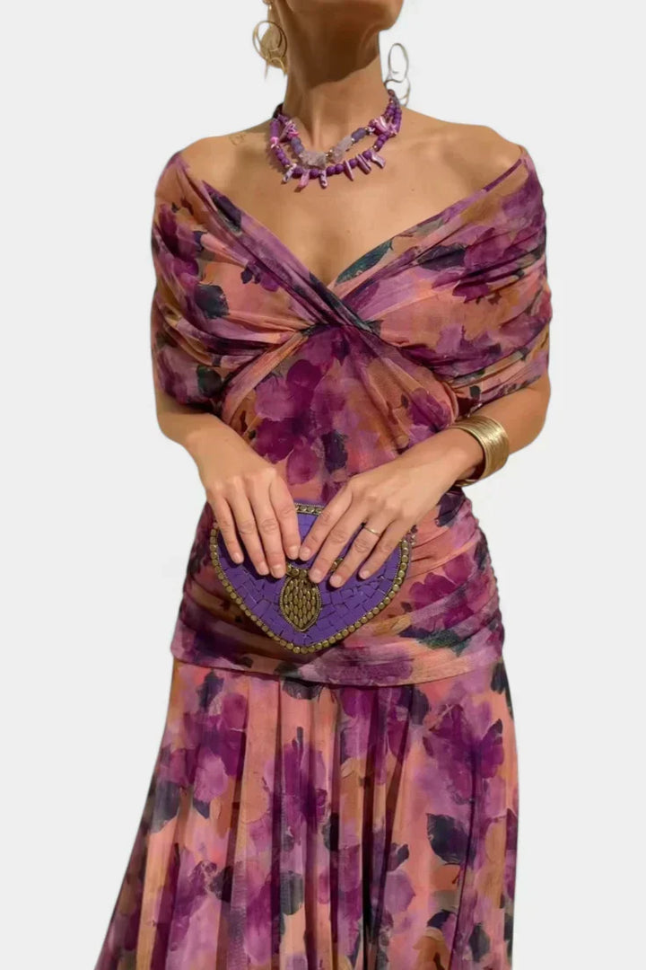 Florayne™ - Robe midi fluide élégante avec décolleté en V