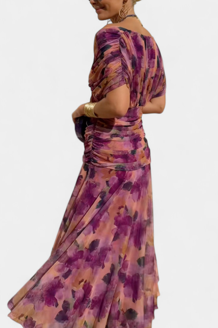 Robe Maxi Alondra avec imprimé floral créatif et décolleté en V
