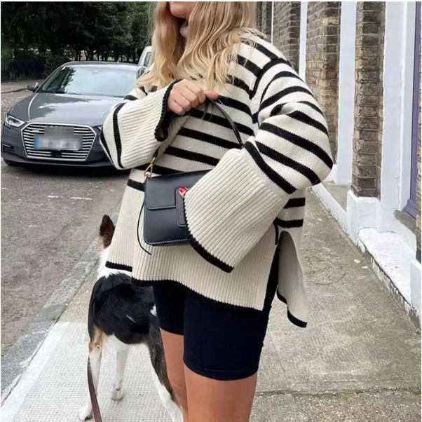 Nami - pull à col roulé rayé pour femmes