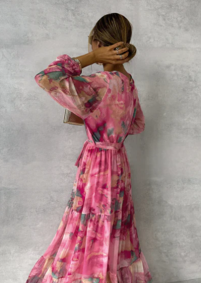 Evelyn – robe maxi rêve aquarelle