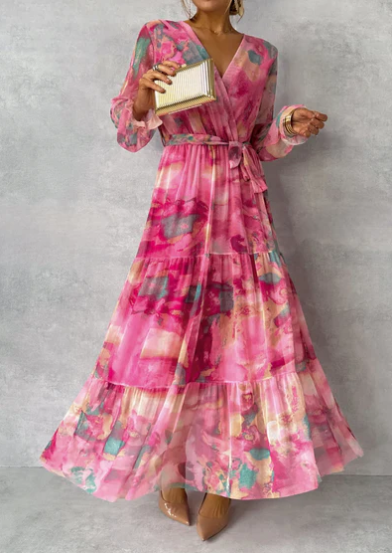 Evelyn – robe maxi rêve aquarelle