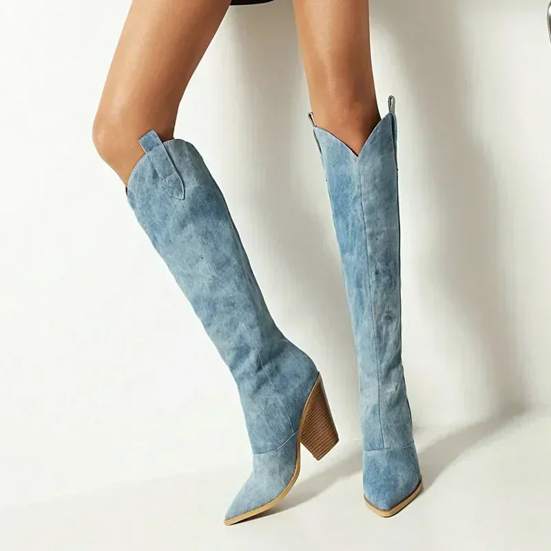 Bottes Cowboy Overknee pour Femmes | Bleu