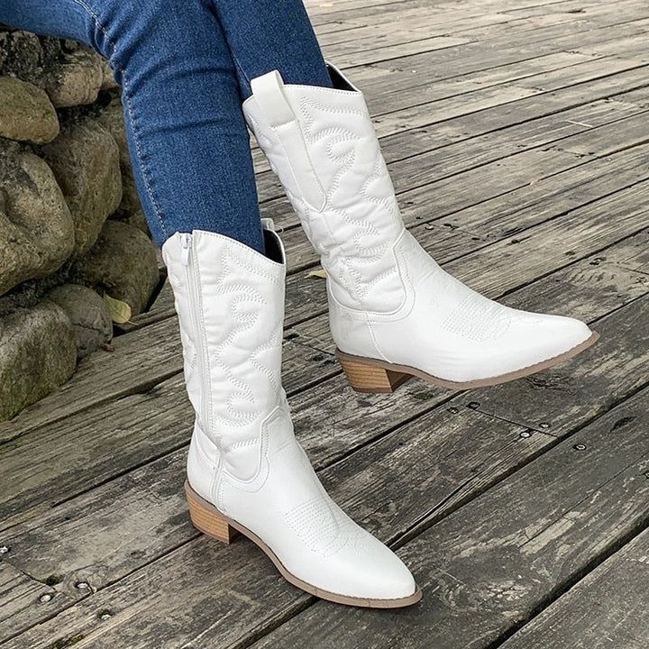 Bottes de Cowboy Avec Fermeture Éclair Pour Femmes | Longueur Mollet
