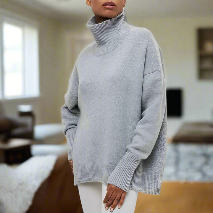 Pull en maille surdimensionné style col roulé, doux, moderne, polyvalent pour femmes