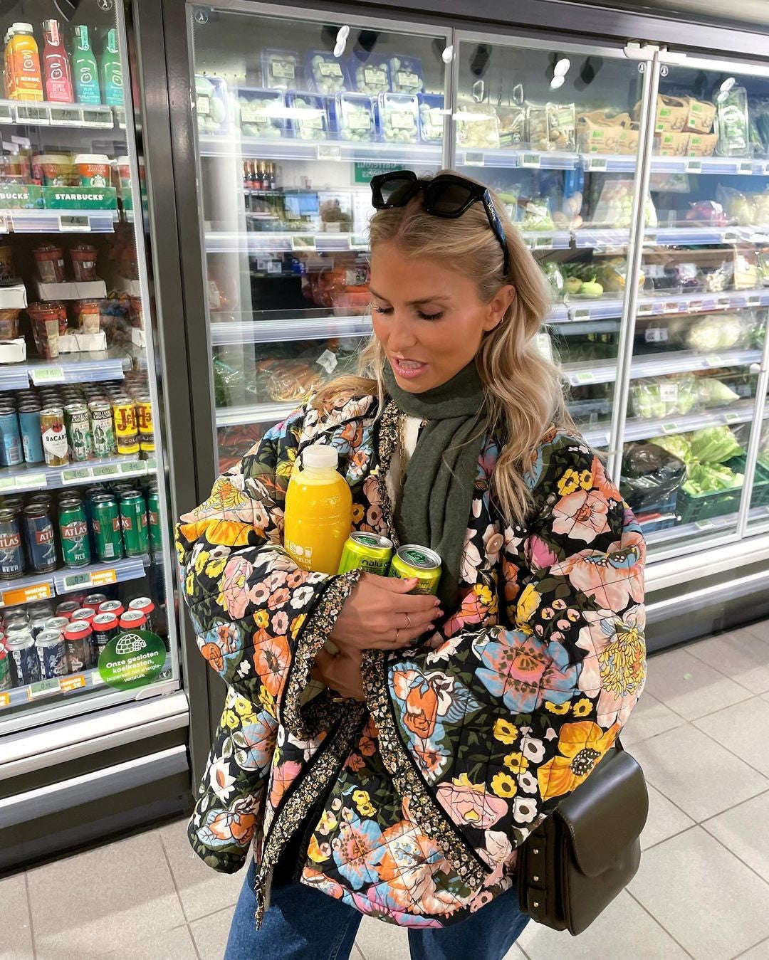 Veste matelassée élégante avec motif floral pour femmes