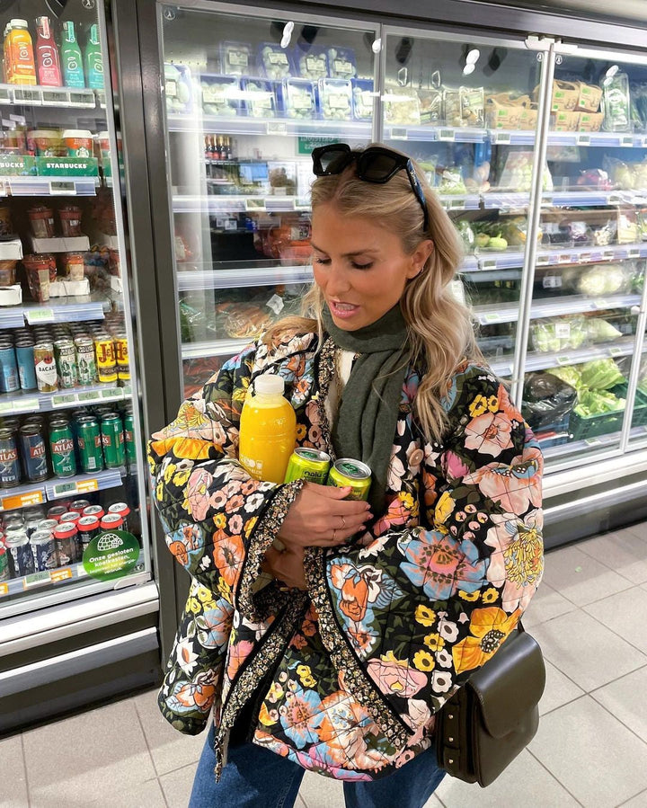 Veste matelassée élégante avec motif floral pour femmes