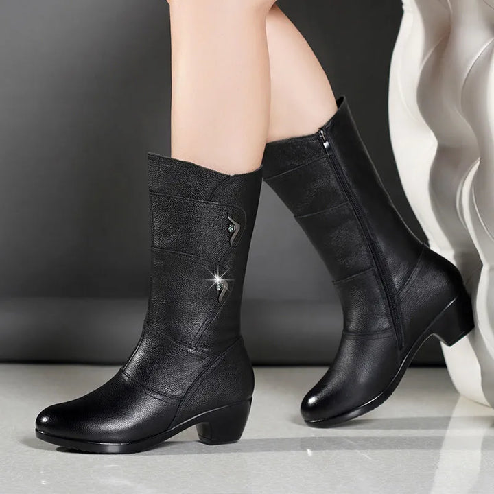 Bottes en cuir antidérapantes pour femmes, élégantes, durables et stylées
