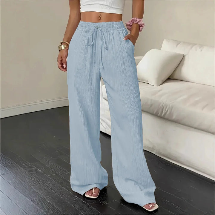 1+1 GRATUIT Pantalon Marelle™ en Coton-Lin avec Cordon de Serrage Réglable et Coupe Palazzo Ample