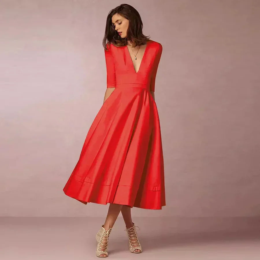 Diana - Robe midi avec décolleté en V