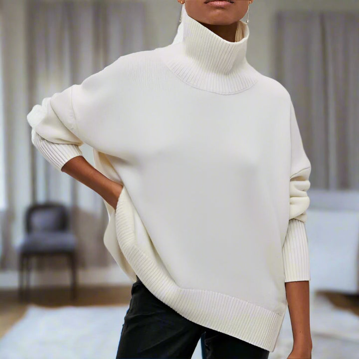 Pull en maille surdimensionné style col roulé, doux, moderne, polyvalent pour femmes