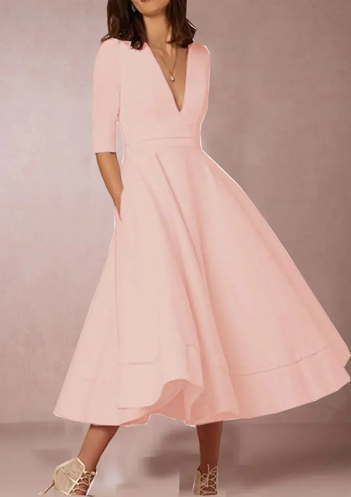 Diana - Robe midi avec décolleté en V