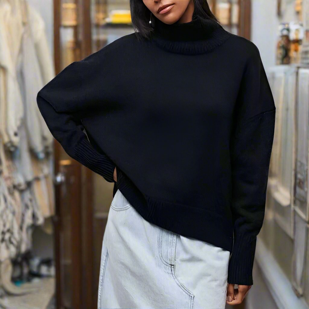 Pull en maille surdimensionné style col roulé, doux, moderne, polyvalent pour femmes
