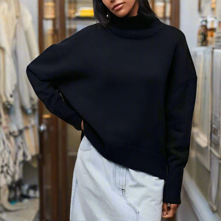 Pull en maille surdimensionné style col roulé, doux, moderne, polyvalent pour femmes