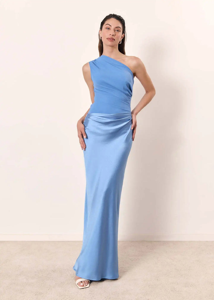 Amber™ – Robe Maxi Satin à Une Épaule