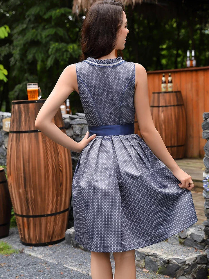 Robe Dirndl Mini Bleue Oktoberfest pour Femmes