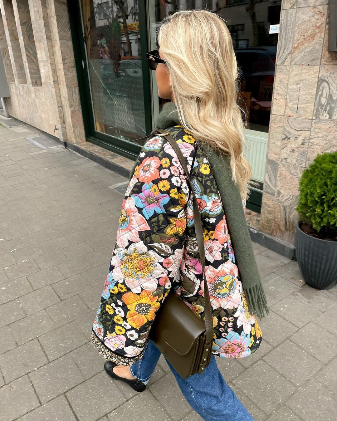 Veste matelassée élégante avec motif floral pour femmes