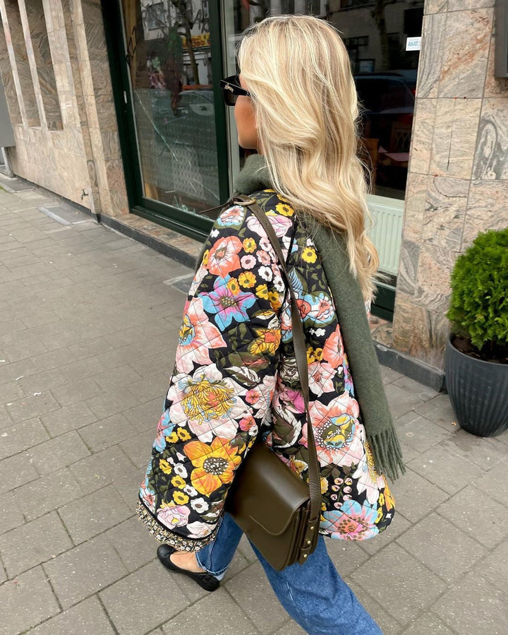 Veste matelassée élégante avec motif floral pour femmes