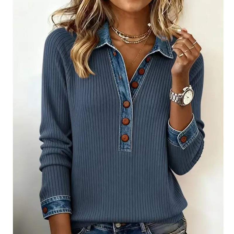 Lara | Veste en tricot patchwork pour femmes – Veste de transition patchwork 2026