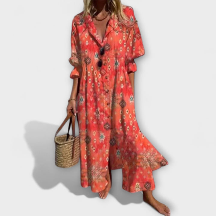 Lila - Robe maxi ajustée avec design couvrant le ventre