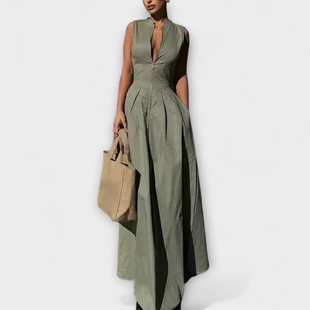 Robe midi plissée sans manches style bodycon
