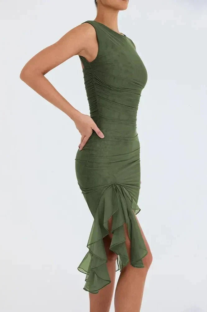 Clara | Robe Midi Élégante Femme en Stretch Mesh – Robe Midi en Mesh Élégante 2026