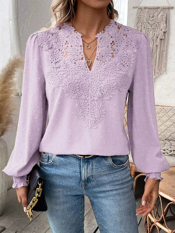 Valloré | Blouse en dentelle luxueuse avec décolleté en V