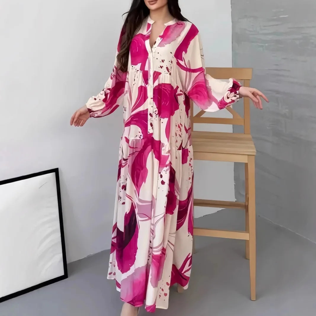 Yumi™ Robe Maxi en Viscose Premium avec Boutonnage à l'Avant