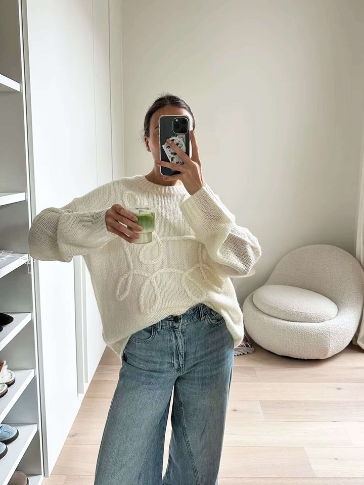 Sienna | Pull en tricot surdimensionné pour femmes avec col rond