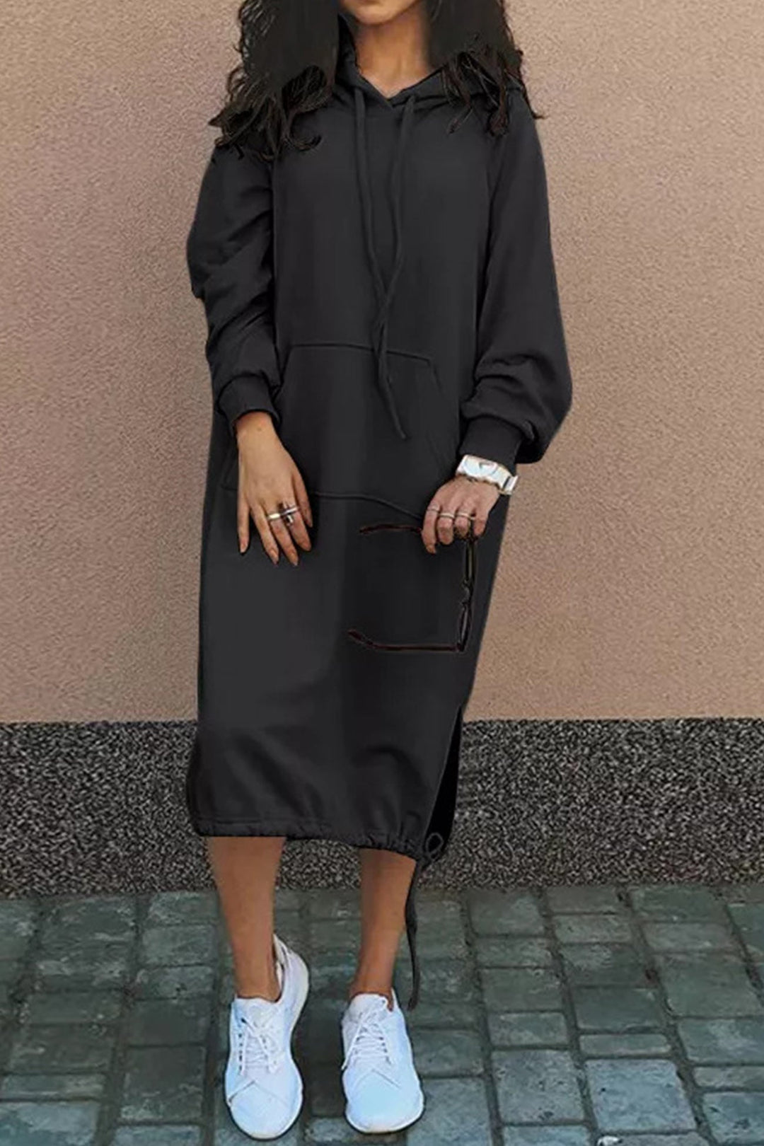 Robe à capuche longue pour femmes | Manches longues