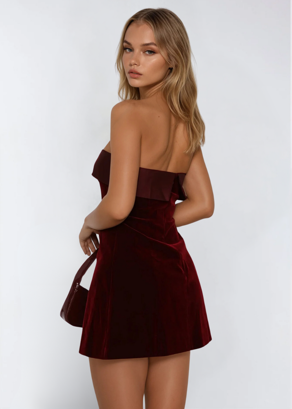 Stella | Robe mini sans bretelles en velours