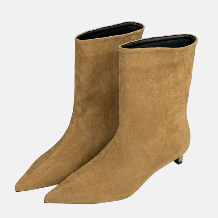 Hannelore | Bottines en Daim à Talon Kitten pour Femmes – Bottines à Talon Kitten