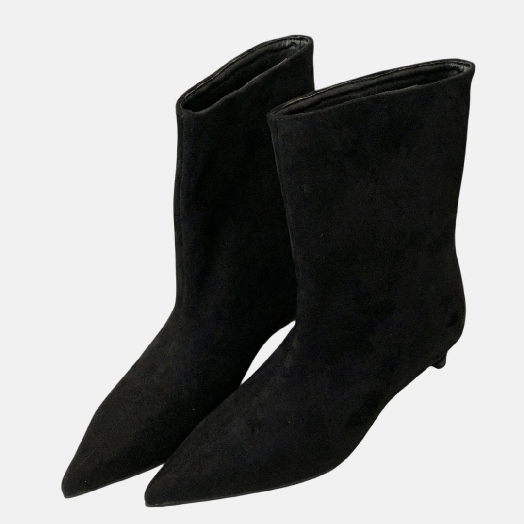Hannelore | Bottines en Daim à Talon Kitten pour Femmes – Bottines à Talon Kitten