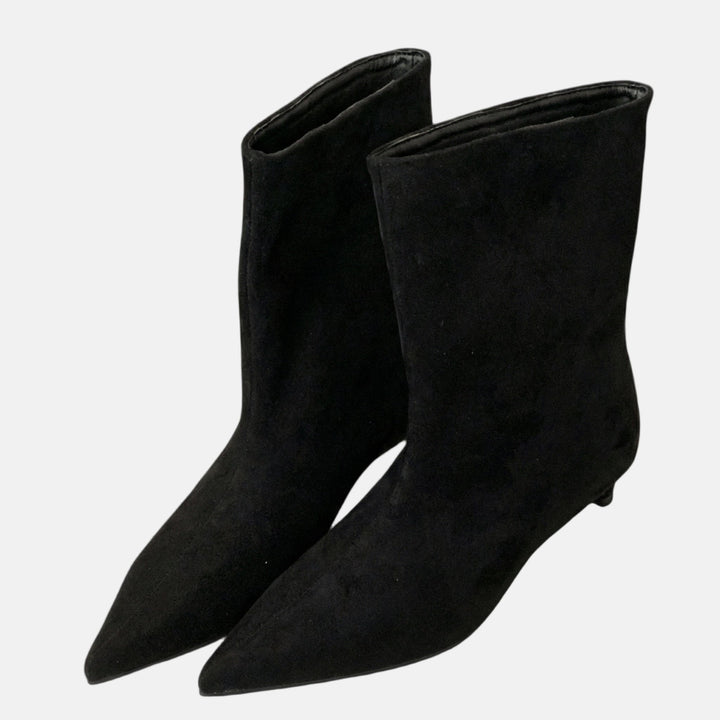 Hannelore | Bottines en Daim à Talon Kitten pour Femmes – Bottines à Talon Kitten