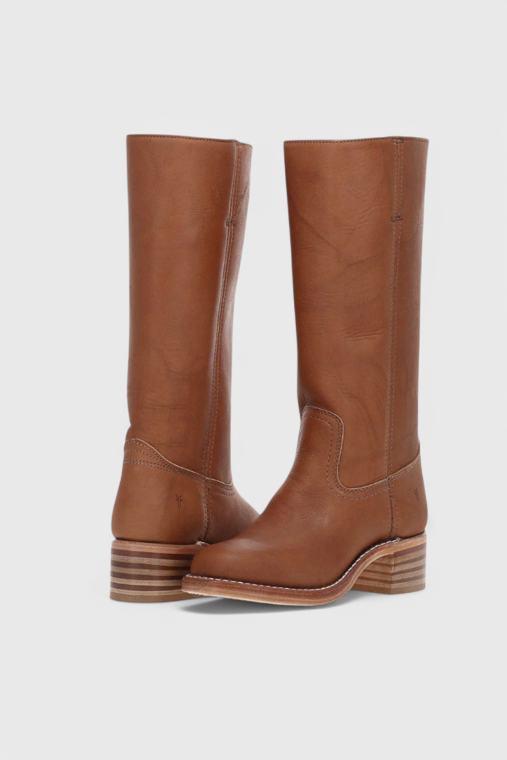 Selina | Bottes en cuir pour femmes, mi-genoux, à talons bas